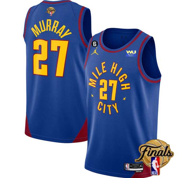 Men%27s Denver Nuggets #27 Jamal Murray Blue 2023 Finals Statement Edition With NO.6 Patch Stitched Basketball Jersey Dzhi->denver nuggets->NBA Jersey